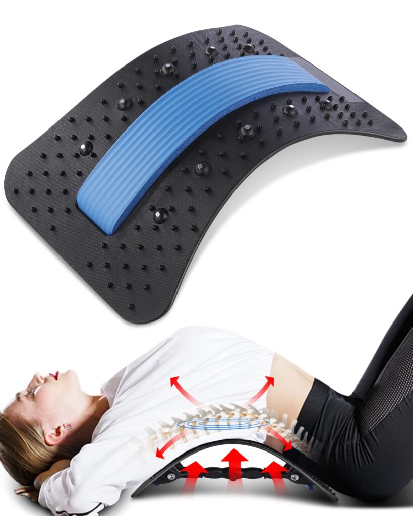 Back Stretcher Lumbar Back Cracker with Magnet Back Massager for Lower Back Pain Relief Upgraded Multi-Level Back Support Stretcher Spinal Board Device for Herniated Disc, Sciatica, Scoliosis