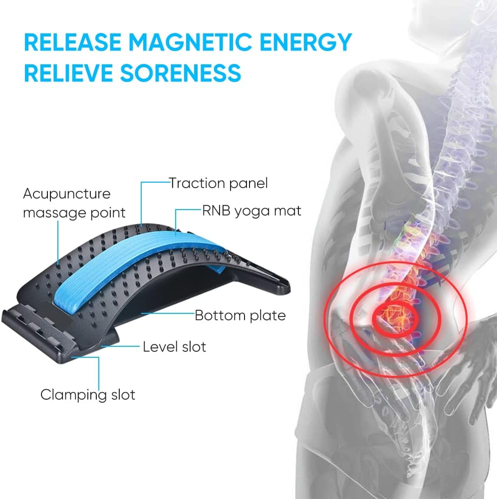 Back Stretcher, Spine Deck Back Cracker, Popper Device For Sciatica, Herniated Disc, Scoliosis, And Spine Stenosis And Adjustable Multilevel Lower Back Pain Relief