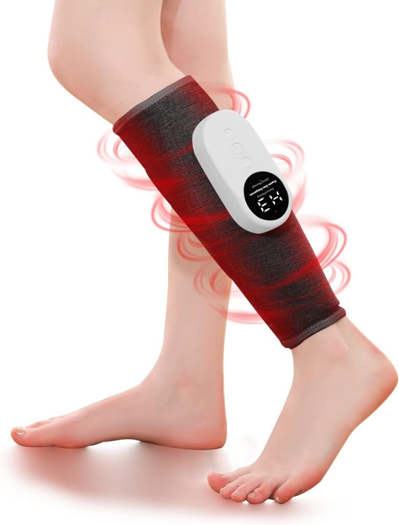 LINGTENG Leg Massager, Calf Air Compression Massager with Heat, Cordless Leg Massager for Circulation and Pain Relief, Calf Massager with 3 Intensities, Gifts for Women (Only Single)