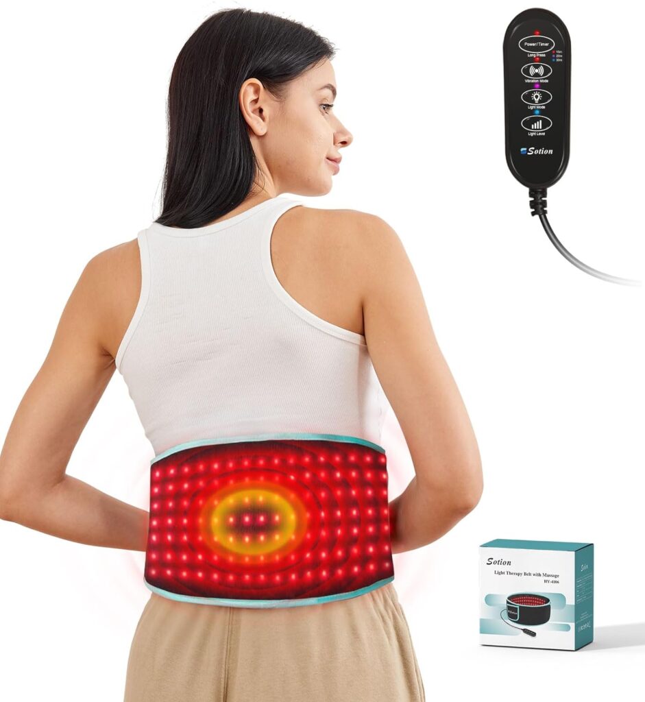 Lower Back Massager for Pain Relief Deep Tissue, Heating Pad for Back Pain Relief, 3 Vibration Modes 3 Heating Levels, Red Light Therapy Device with Timer for Inflammation, Neck Shoulder Waist Pain