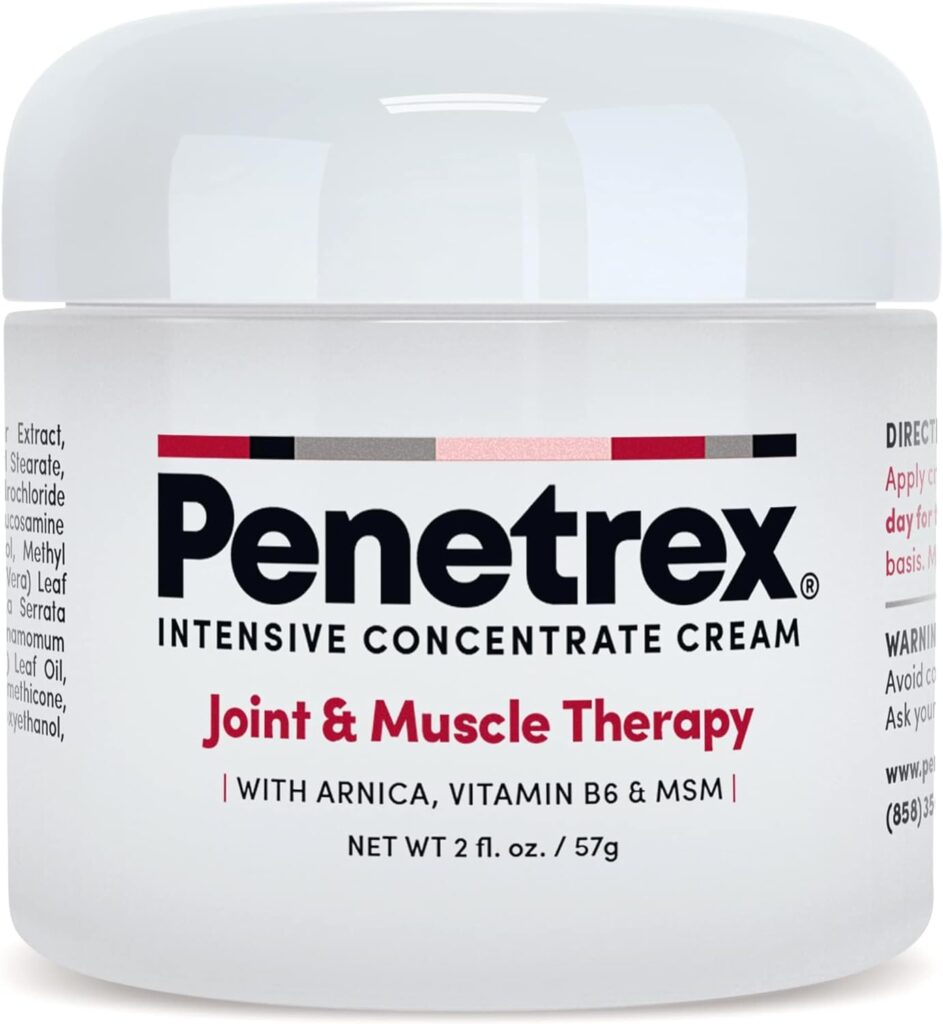 Penetrex Joint  Muscle Therapy – Soothing Relief for Back, Neck, Hands, Feet  Nerves – Maximum Strength Premium Whole Body Recovery Rub with Arnica, Vitamin B6 MSM  Boswellia – Non-Greasy 2oz Cream