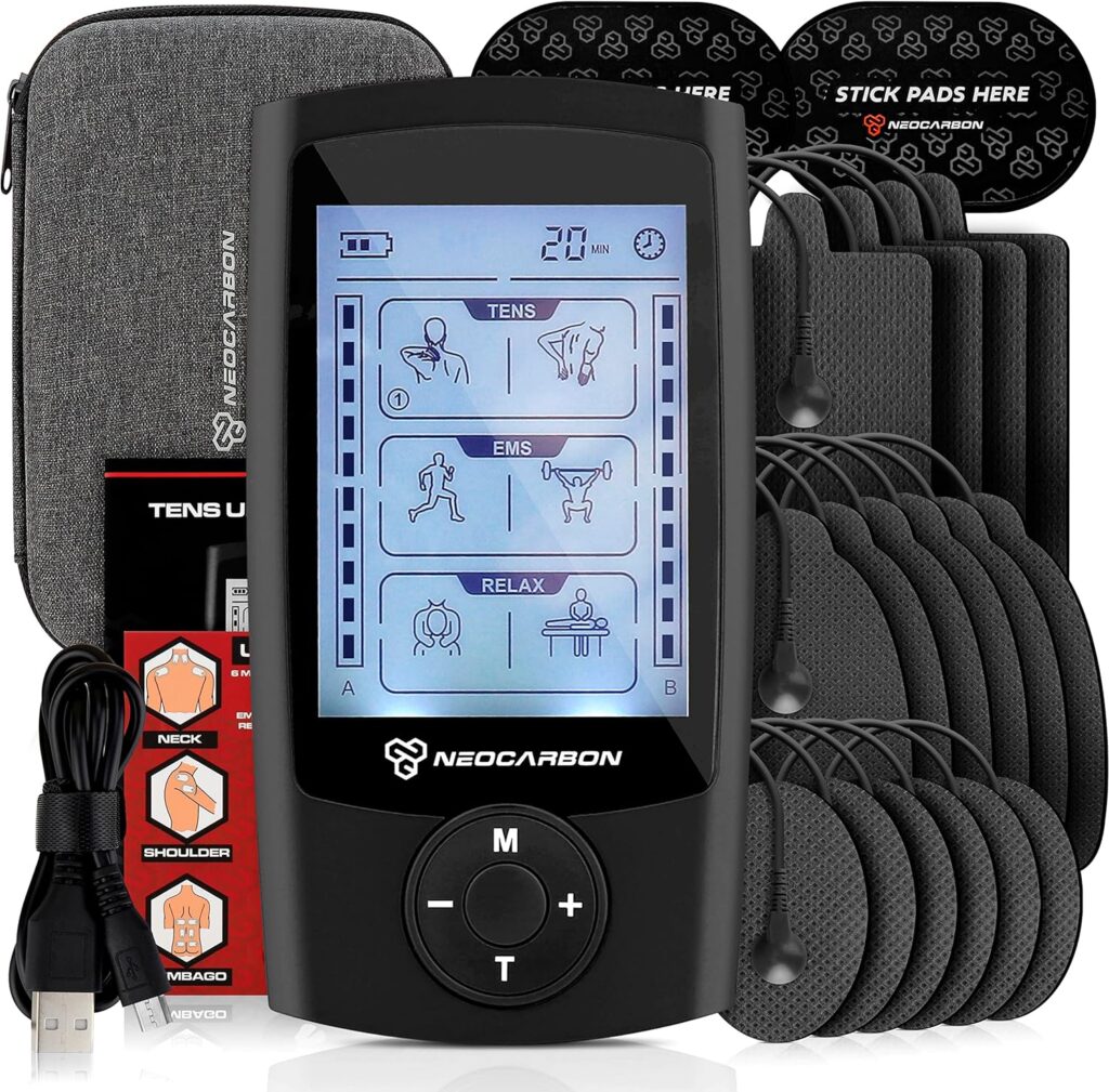 TENS Unit Muscle Stimulator, EMS Massager Machine for Shoulder, Neck, Sciatica and Back Pain Relief, Electronic Pulse Massage Physical Therapy, Black