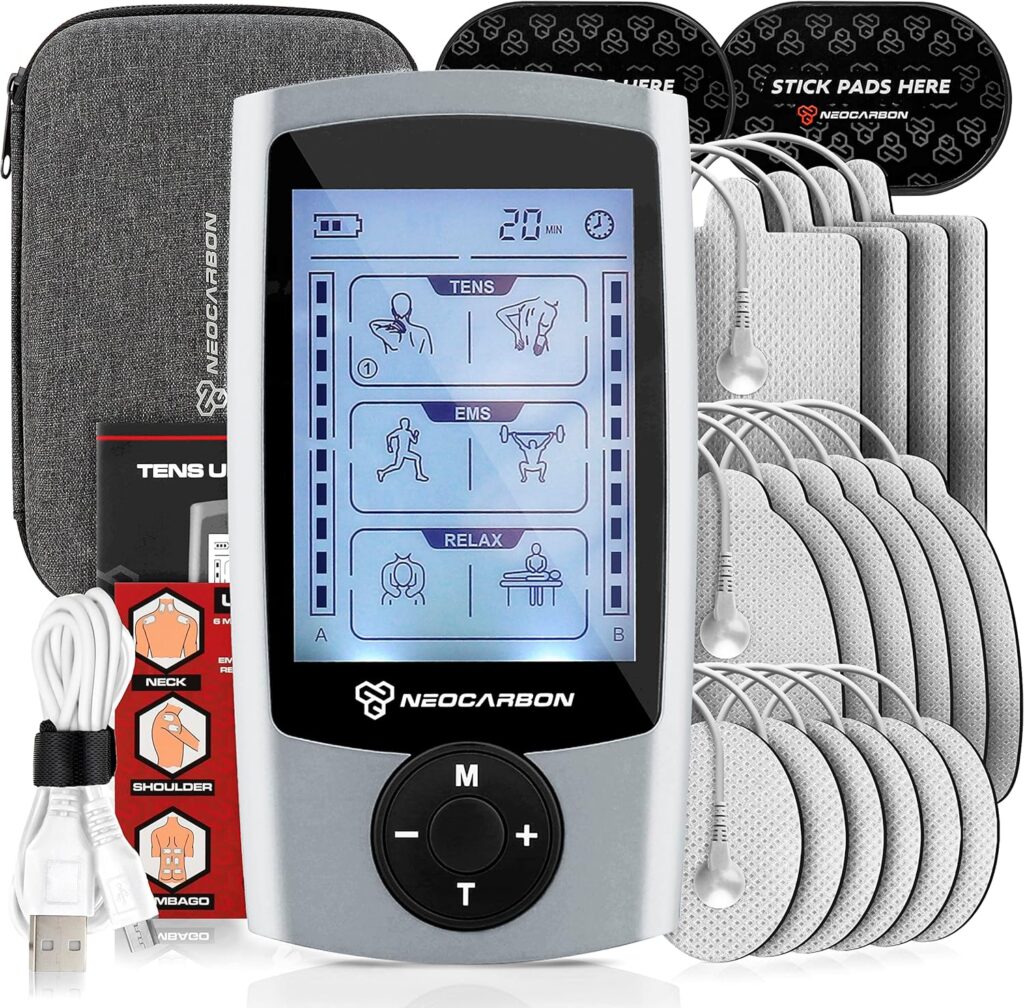 TENS Unit Muscle Stimulator, EMS Massager Machine for Shoulder, Neck, Sciatica and Back Pain Relief, Electronic Pulse Massage Physical Therapy, Black