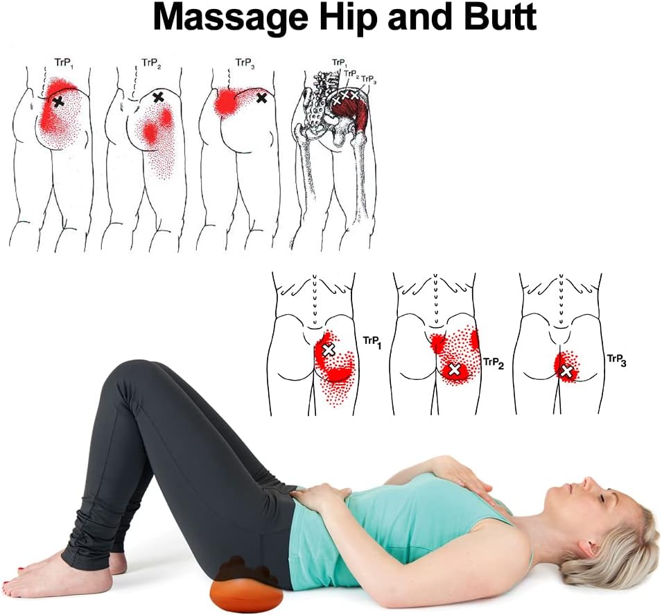 TURQEZRA Piriformis Stretcher Sciatica Pain in HIPS  Lower Back - 14 Trigger Points Massage Release Tight Psoas, Butt, Deep Glute, SI Joint, Pelvic, Sacrum, QL Muscles