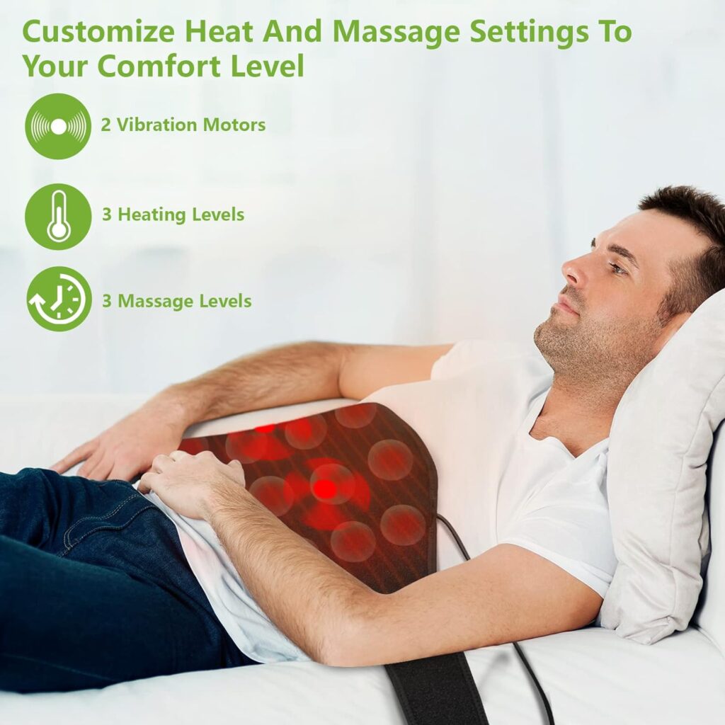 UTK Far Infrared Vibrating Heating Pad with Vibration Massage for Lower Back Pain. 3 Vibration Modes, Smart Controller, Hot Enough (103℉-159℉)，Gifts for Christmas