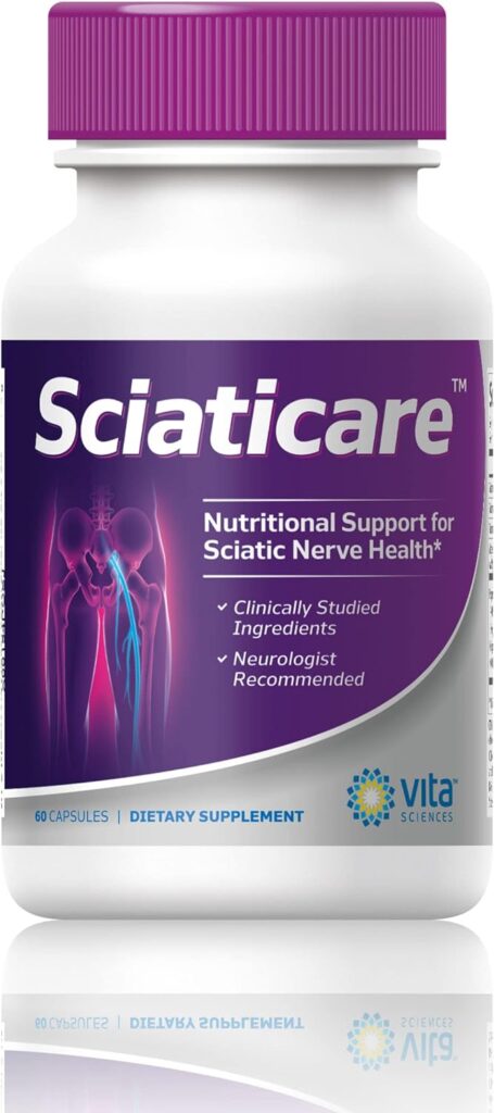 Vita Sciences Sciaticare Nerve Soothing Supplement Vitamins with Natural R-ALA Form 40X Strength, NOT Synthetic Alpha Lipoic Acid (ALA) - Lower Lumbar Sciatic, Hip, Thigh, Leg, Foot