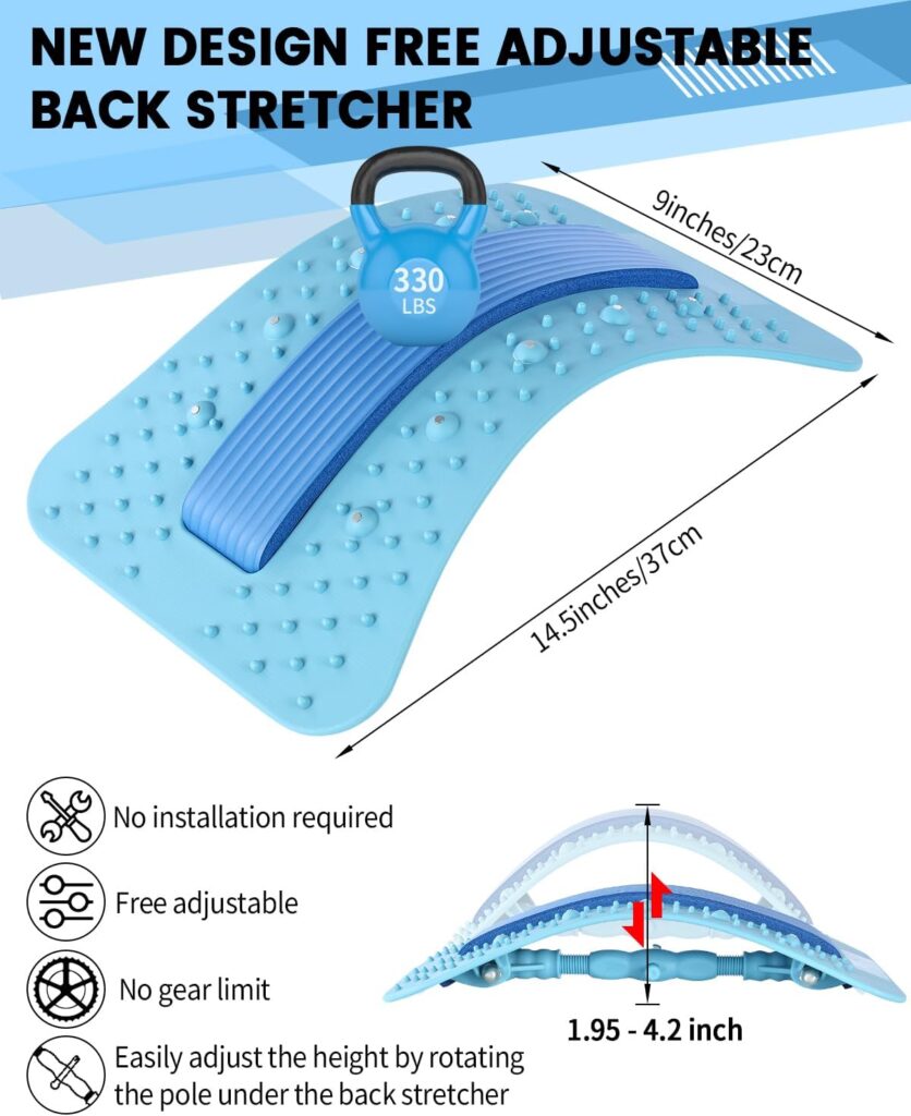 Yetulike Back Stretcher Lumbar Back Cracker with Magnet Back Massager for Lower Back Pain Relief Upgraded Multi-Level Back Support Stretcher Spinal Board Device for Herniated Disc, Sciatica, Scoliosis